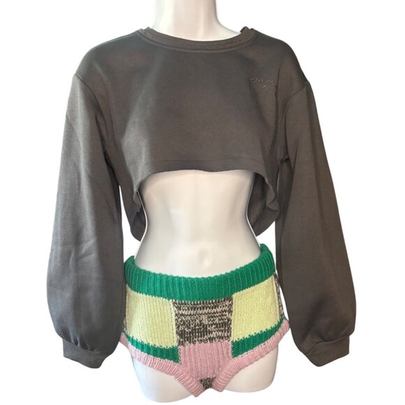 For Love and Lemons, For Love and Leisure Josie Cropped Sweatshirt Graphite, XS - Picture 4 of 6